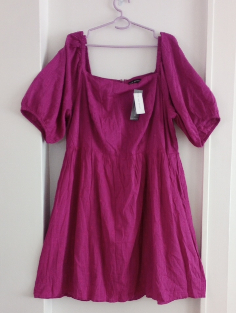 Lane Bryant Cotton Viscose Fuchsia Subtle Pleats Dress Size 16